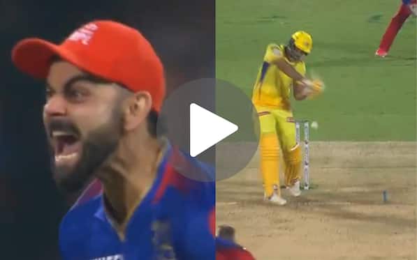 [Watch] Kohli's Animated Sprint After Green Destroys CSK's Hopes With Wicket Of Dube